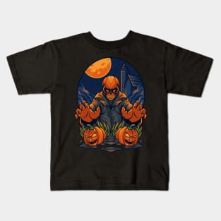 Pumpkin Skelleton Halloween Design Kids T-Shirt